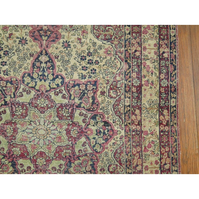 Traditional Zabihi Collection Distressed Antique Lavar Kermanshah 19th century Rug - 4' x 6'4" For Sale - Image 3 of 10