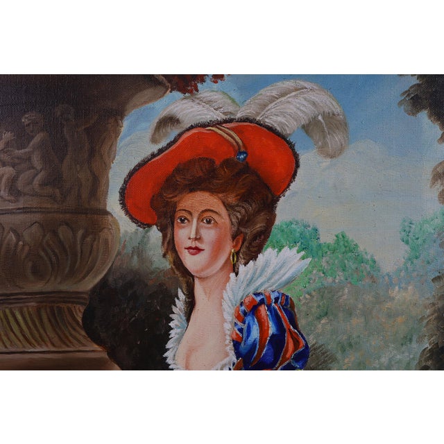 French Artist, Baroque Style Portrait of Madame Louise-Elisabeth of France, 1950s, Oil on Canvas For Sale - Image 4 of 11