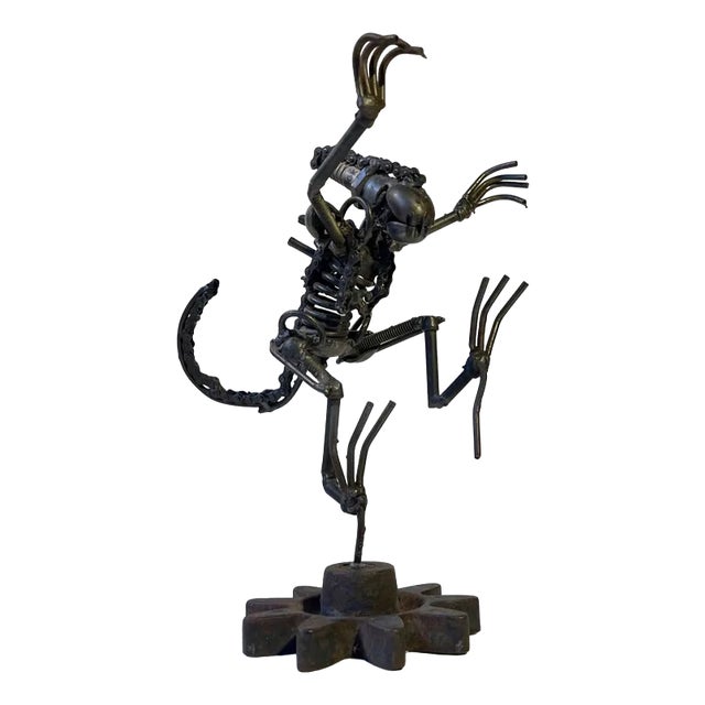 Vintage Scap Art Alien in Recycled Steel, 1990s For Sale