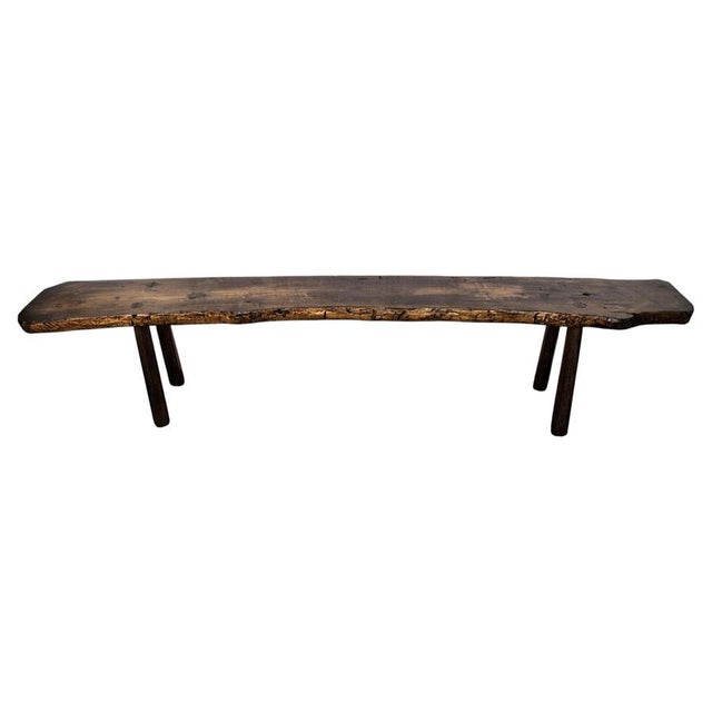 Brown Antique Italian Wooden Bench, 1890s For Sale - Image 8 of 8