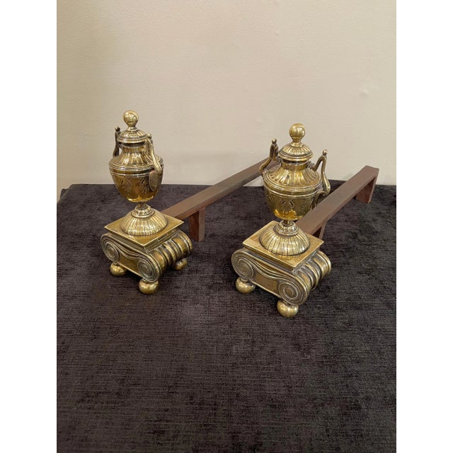 Mid 19th Century Mid 19th Century Brass Andirons, of Proportions - a Pair For Sale - Image 5 of 13