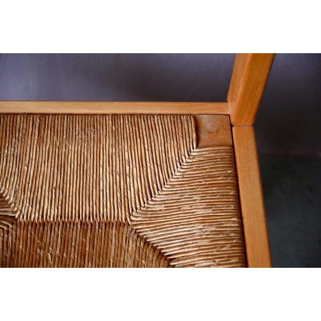 French Brutalist Chairs in Elm and Straw from Maison Regain, 1970s For Sale - Image 9 of 14