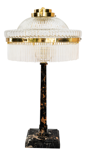 Large Marble Table Lamp with Glass Shade, Vienna, 1920s