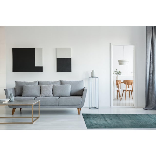 3x12 Beautiful Celia Green Geometric Contemporary Hand Knotted Wool Carpet Rug For Sale - Image 12 of 14