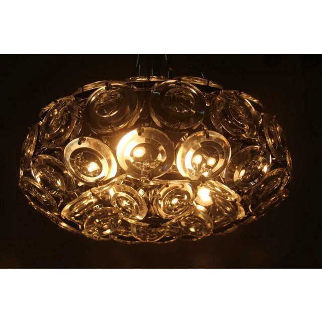 Vintage Italian Steel & Glass Chandelier, 1970s For Sale - Image 6 of 11