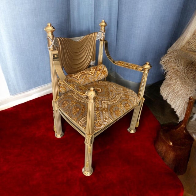 Hollywood Regency 3p Italian Imprt Armchair Loveseat Settee Set For Sale - Image 11 of 12