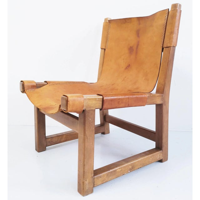 1950s Spanish Walnut and Leather Model Riaza Childrens Chair by Paco Muñoz for Darro, 1950s For Sale - Image 5 of 5