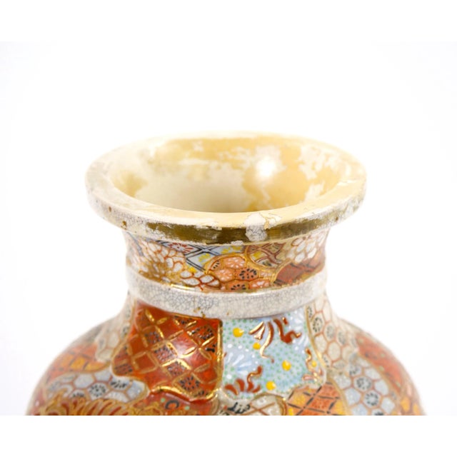 19th Century Hand Painted / Gilt Porcelain Satsuma Pair Vase For Sale - Image 11 of 11