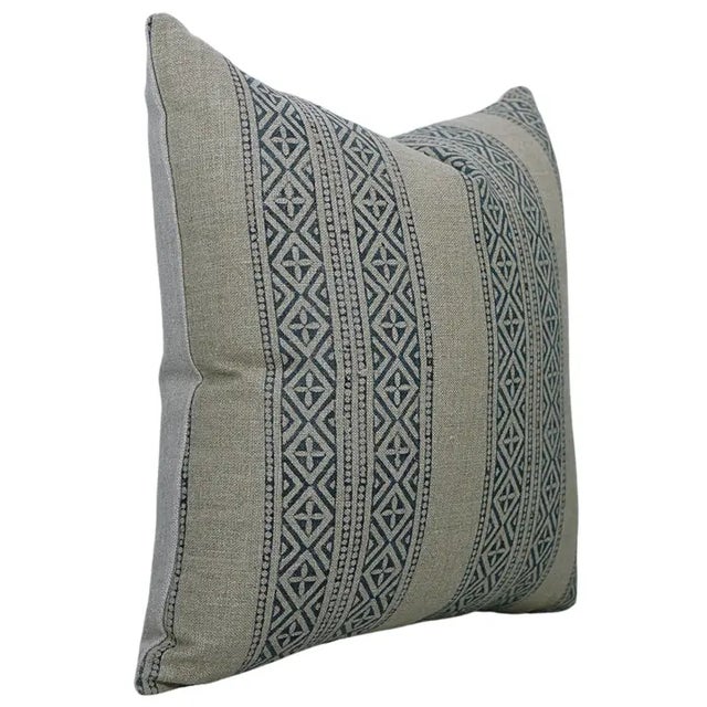Art Deco Fabdivine Artisan Block Print Throw Pillow Cover 12x20 Inch Thick Linen-Kaju Katali For Sale - Image 3 of 5