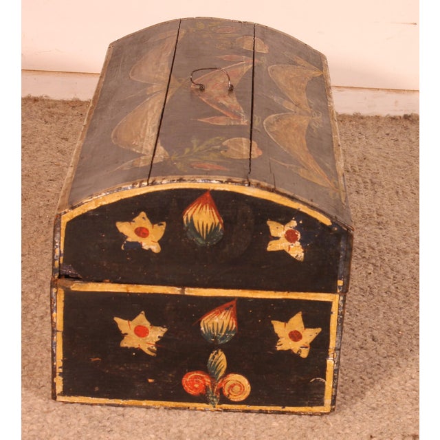 Wood Norman Wedding Chest in Painted Wood, 1800s For Sale - Image 7 of 11
