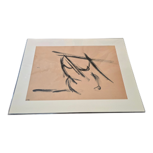 Vintage Mid Century Modern Minimalist Abstract Lithograph