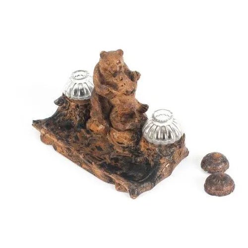 Wood 19th Century Hand Carved Black Forest Bears Inkstand For Sale - Image 7 of 11