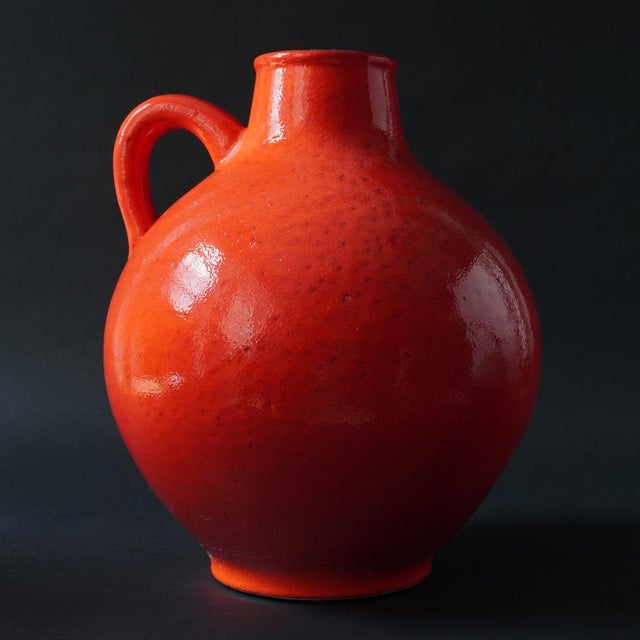 Mid-Century Modern Red Ceramic Floor Vase with Handle by Ludwig Spang Ransbach for Spara, 1960s For Sale - Image 3 of 12