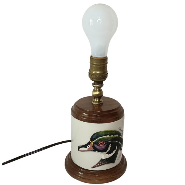 Vintage Wood Duck Table Lamp With Shade Signed E. L. Hankey Approximately 12" x 5" Shade is not original to the lamp Very...