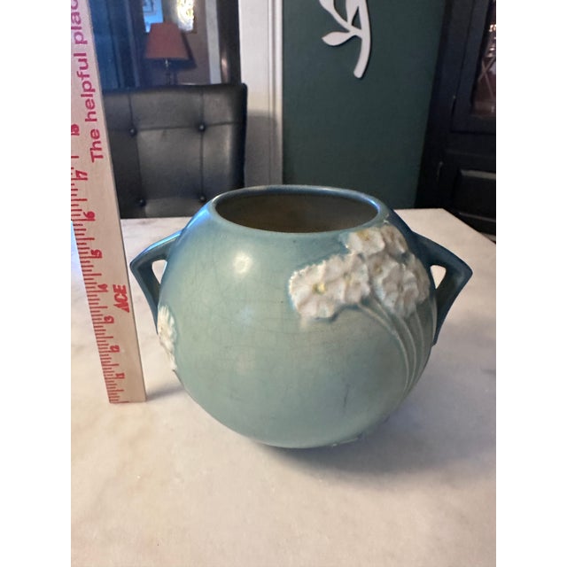 Blue Roseville Pottery Primrose Art Deco Jardiniere Vase "285-6" Blue 1932 For Sale - Image 8 of 9