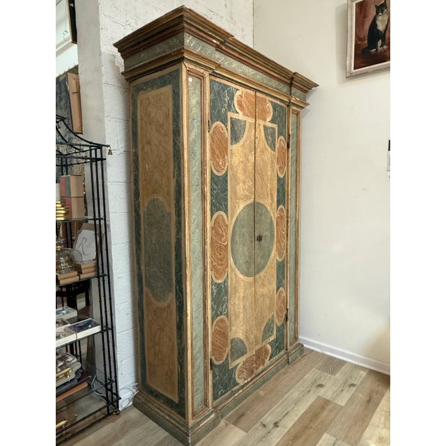 Italian Painted Armoire, Tuscany 18th Century For Sale - Image 4 of 5