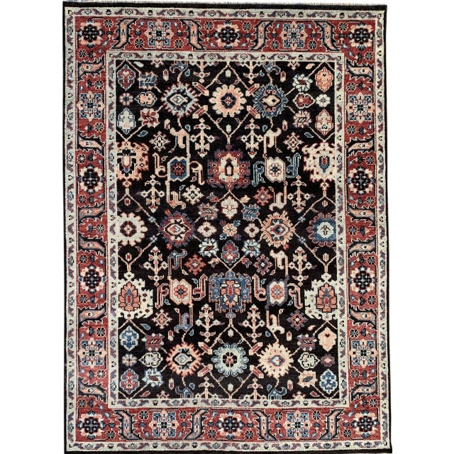 10x14 Timeless Oriental Charcoal Traditional Geometric Hand Knotted Wool Rug For Sale In New York - Image 6 of 6