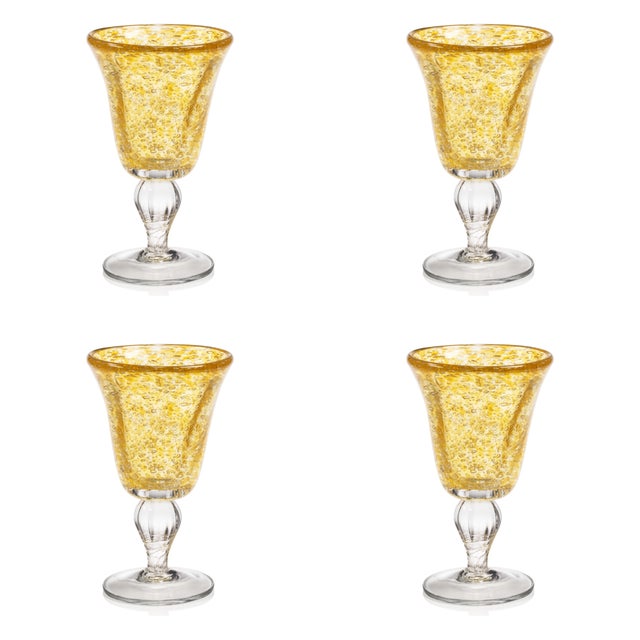 2020s Antibes 4-Piece Set Wine Glasses, Yellow For Sale - Image 5 of 5