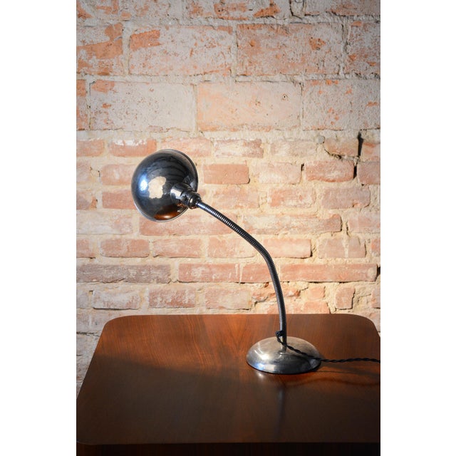 Silver Bauhaus Table Lamp in Chrome-Plated Steel by M. Prokop, Czech, 1930s For Sale - Image 8 of 11