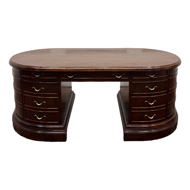 Large Classic English Oval Desk For Sale