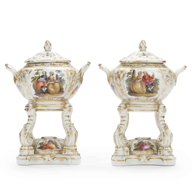 Antique German Porcelain Incense Burners, 1800s, Set of 2 For Sale - Image 15 of 15