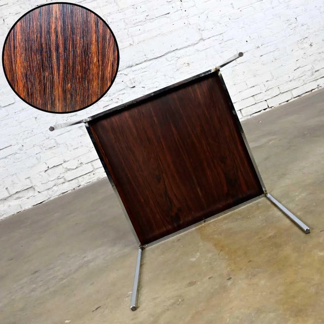 Vintage Scandinavian Modern Rosewood & Chrome Minimalist End Table by Knud Joos for Jason Mobler For Sale - Image 11 of 13