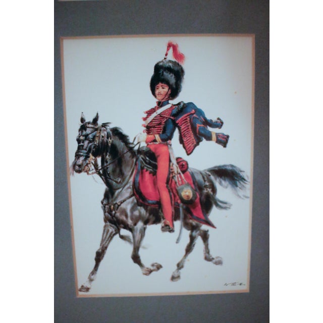 Set of Nine Framed Vintage Wolfgang Tritt Lithographs Depicting 18th C. Military Uniforms For Sale - Image 10 of 16