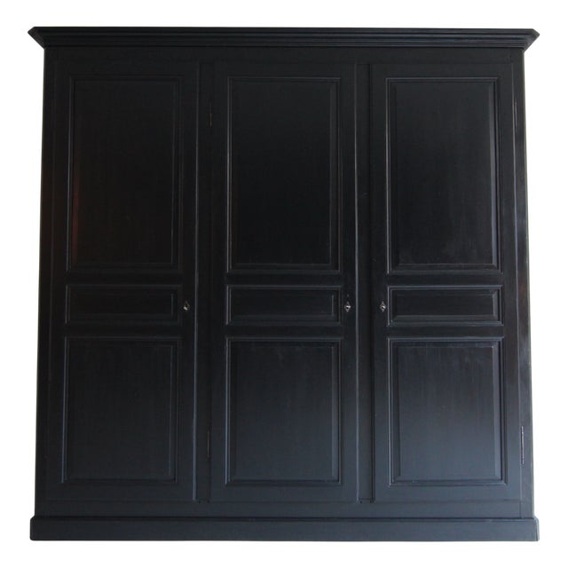 Large Vintage Black Wardrobe For Sale
