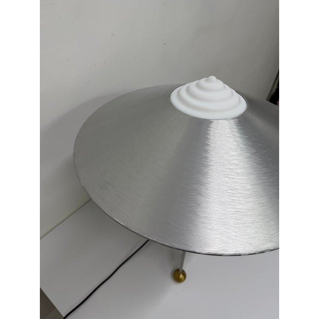 Robert Sonneman Modernist Aluminum and Brass Table Lamp for Kovacs, 1990 For Sale - Image 9 of 17