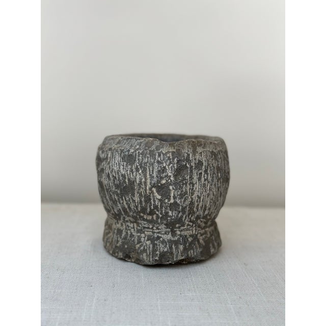 Rustic Vintage Limestone Mortar Bowl For Sale - Image 3 of 4