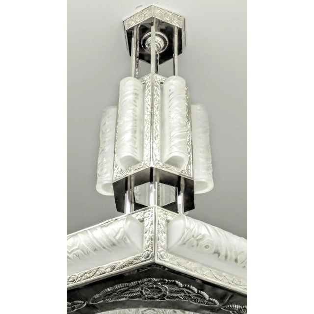 Mid 20th Century French Art Deco Chandelier by Schneider For Sale - Image 5 of 11