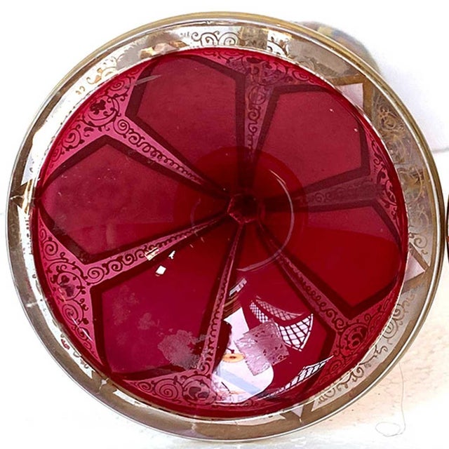 Bohemian Glass Ruby Red Gilt Enamelled Overlay Tulip-Form Vase For Sale In Denver - Image 6 of 8