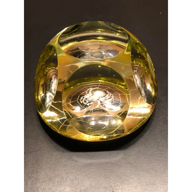 1960s Mid Century Modern Webb Corbett Mod Uranium Glass Spider Paper Weight