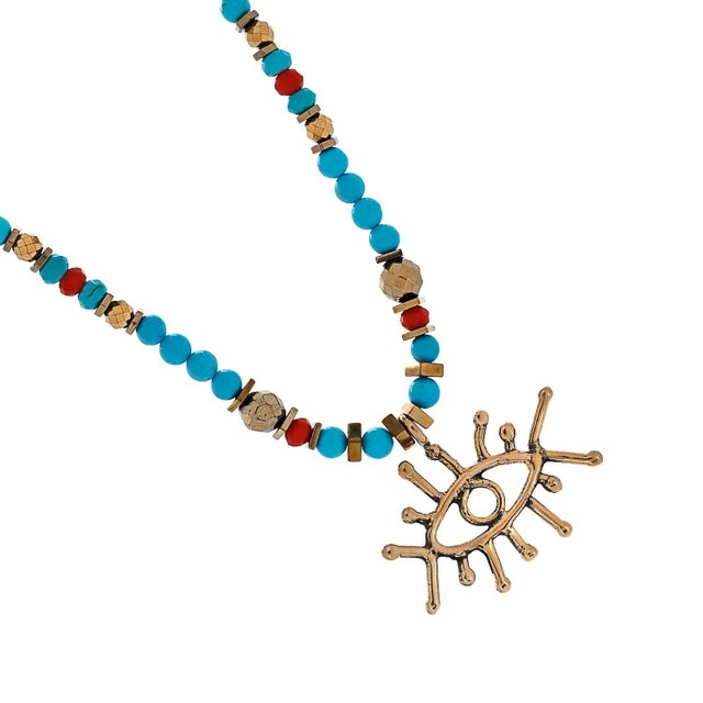 The Guardian Evil Eye Pendant Turquoise Stone Beaded Necklace is a colorful and stylish addition to any look. I combined...