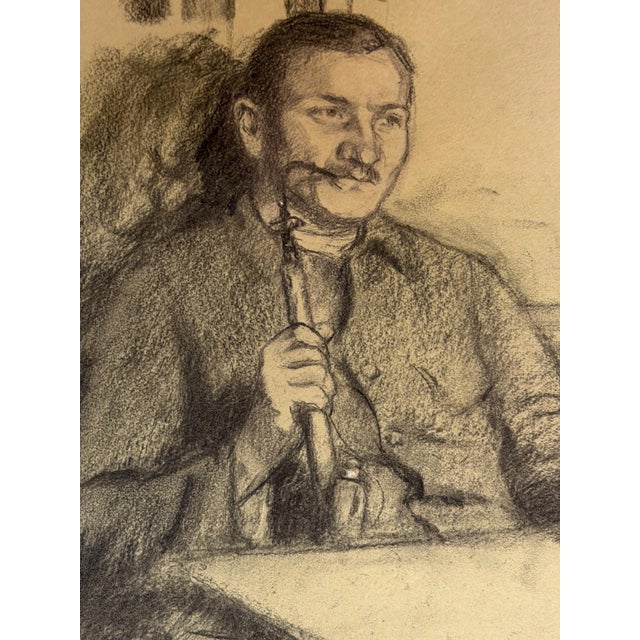 Beige Heinrich Pforr, Pipe Smoker Man at the Table, 1920s, Pencil For Sale - Image 8 of 12