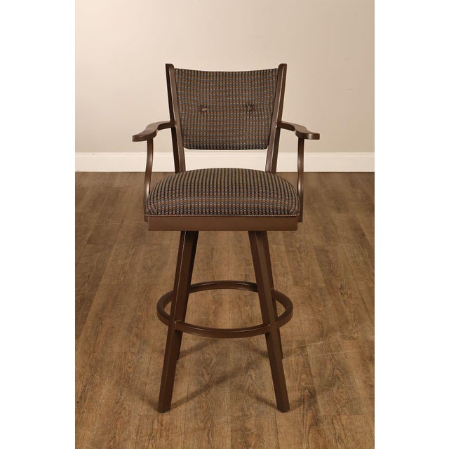 Tempo Industries Pair Of Swivel Bar Stools With Arms For Sale - Image 15 of 18