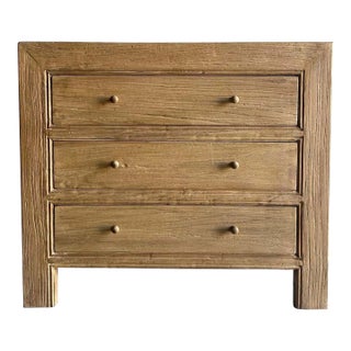 Ollie 3 Drawers Reclaimed Elm Wood Nightstand in Natural Finish For Sale