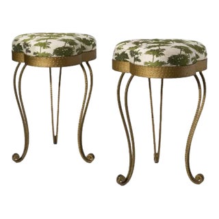 1940s Pier Luigi Colli Style Brass Stools - Set of 2 For Sale