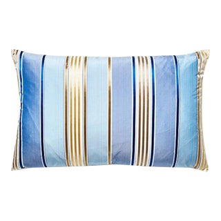 The House of Scalamandré Charlotte Stripe Lumbar Pillow, Marine For Sale