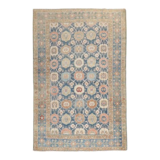 Antique Zabihi Collection Persian Decorative Blue Rug - 4'6" x 6'5" For Sale