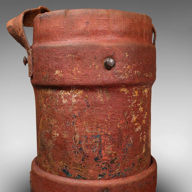 1910s Edwardian Antique English Leather Decorative Bucket For Sale - Image 9 of 11