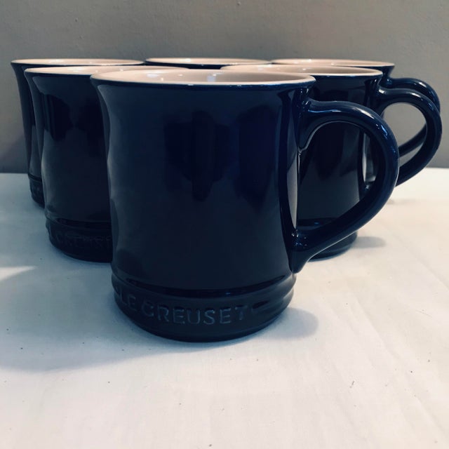 Le Creuset Indigo Blue Stoneware Signature Coffee Mugs Set of 6