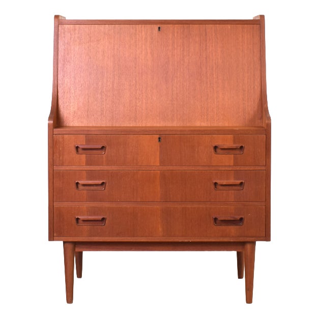 Mid-Century Modern Danish Teak Secretaire by Gunnar Nielsen for Tibergaard, 1960s For Sale