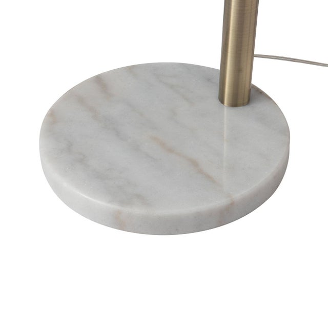 1960s Nova of California Moraga 3 Light Arc Floor Lamp, Bone Porcelain, Weathered Brass & Walnut, 4-Way Rotary Switch, Marble Base For Sale - Image 11 of 11