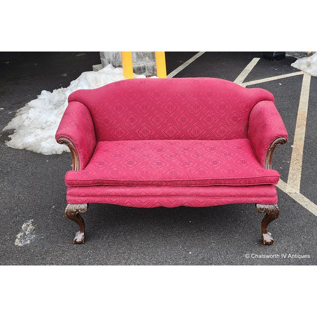 Antique Turn of the Century Chippendale Style Carved Mahogany Settee Loveseat, C1890-1910 For Sale - Image 10 of 15