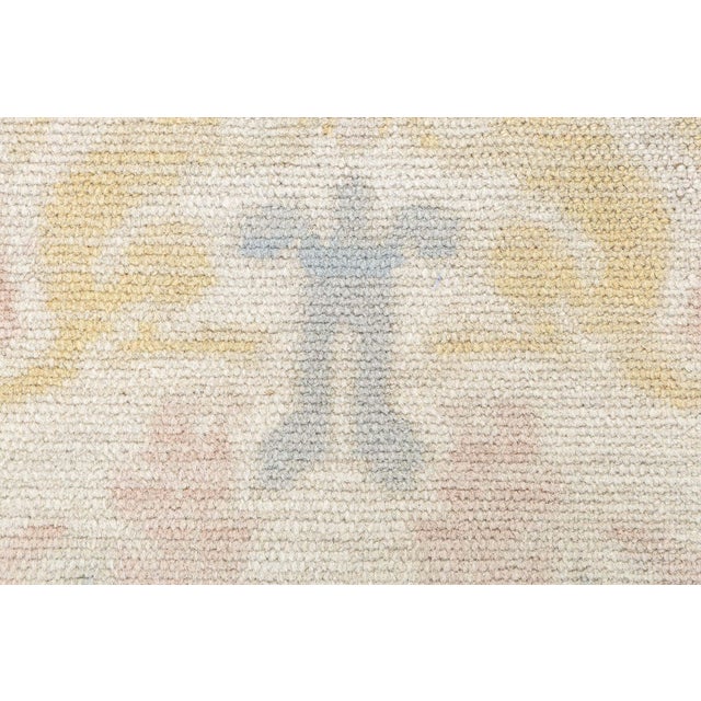 Beige Doris Leslie Blau Vintage Spanish Floral Soft Beige Hand-Knotted Wool Carpet For Sale - Image 8 of 9
