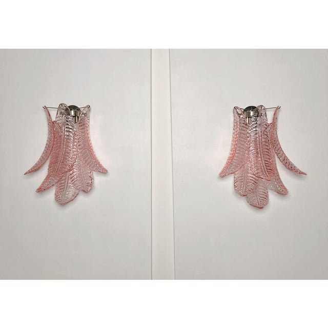 Mid-Century Modern Vintage Pink Felci Murano Glass Wall Sconces, 1990s, Set of 2 For Sale - Image 3 of 18