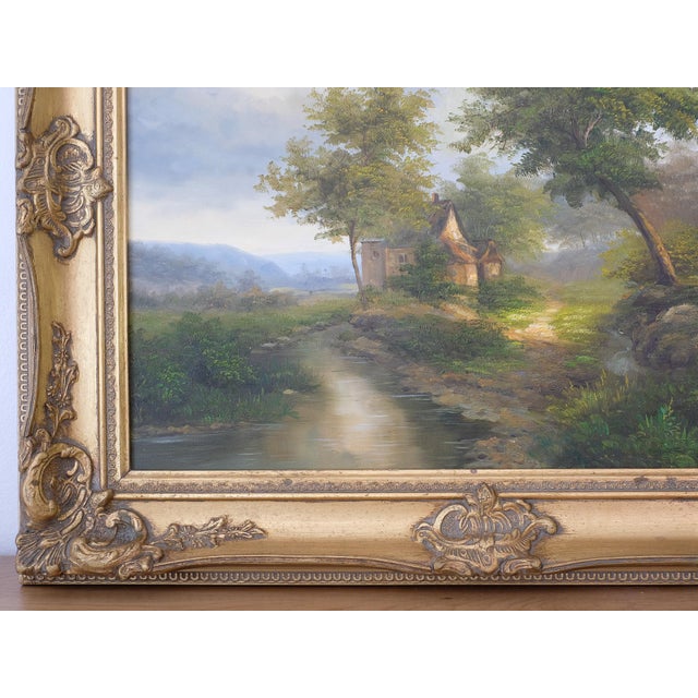 Late 20th Century Ornate French Country Landscape Painting For Sale - Image 4 of 4