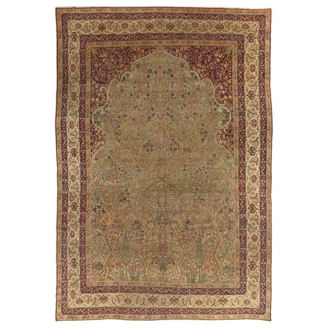 Antique Lavar Kerman Carpet, Fine Persian Oriental Rug Jewel Blue, Gold and Navy For Sale - Image 10 of 18