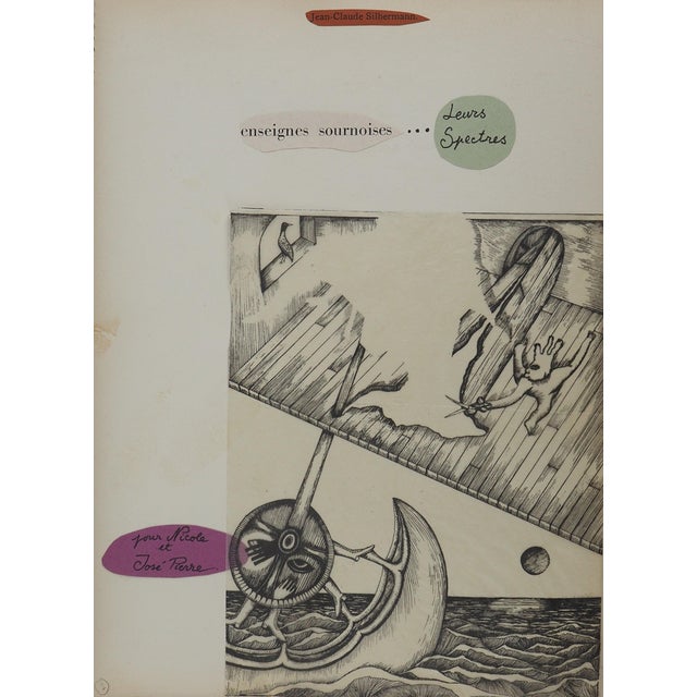 Jean-Claude Silbermann, Sneaky Signs, The Surrealist Boat, Original Signed Drawing For Sale